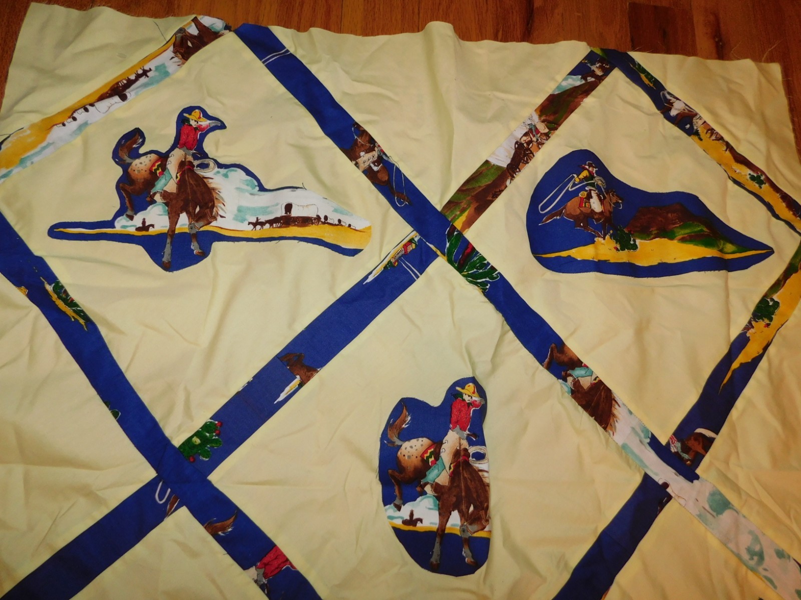 Cowboy Quilt Top Handmade