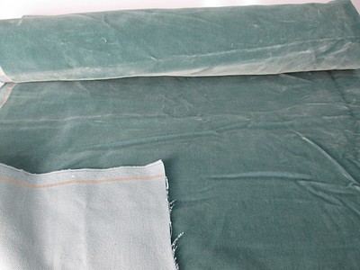 Vintage Velvet Fabric Remnant Germany Cotton 34 in W Moss green