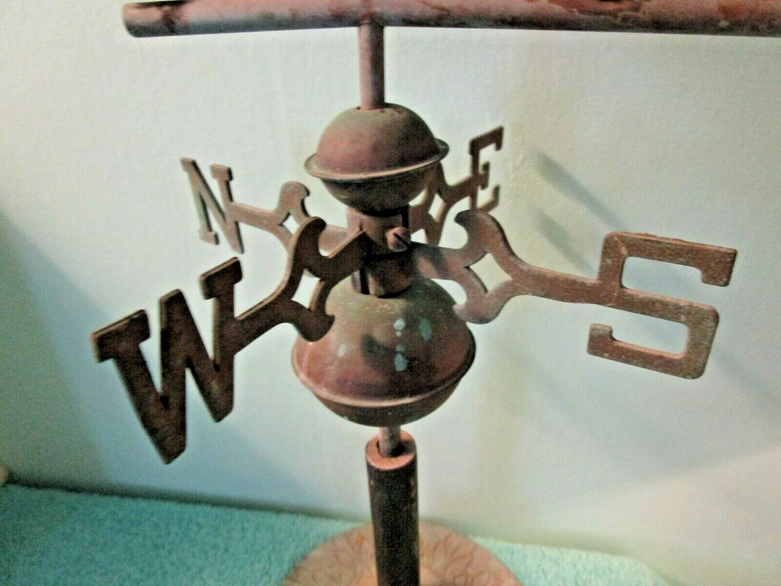 Vintage Antique Copper Brass Weather Vane, Horse, N E W S, Desk Stand, Patina