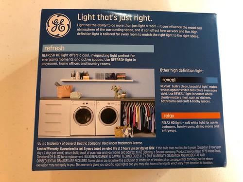 GE Refresh LED Light Bulbs, 13.5 Watt (100 Watt Equivalent) Daylight HD ~2 Bulbs