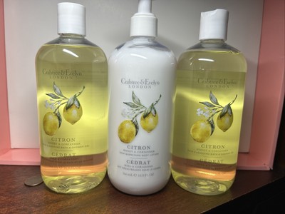 CRABTREE & EVELYN 2X Citron Shower Gel/ 1X Body Lotion Honey Coriander 16.9oz ea