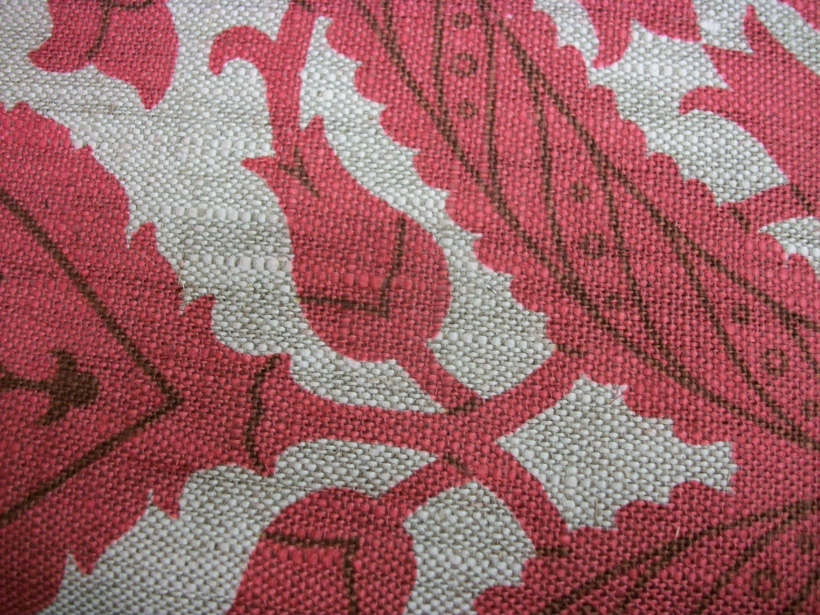 Vintage James River Red Persis Upholstery Fabric Burlap Canvas - 9+ Yards NOS