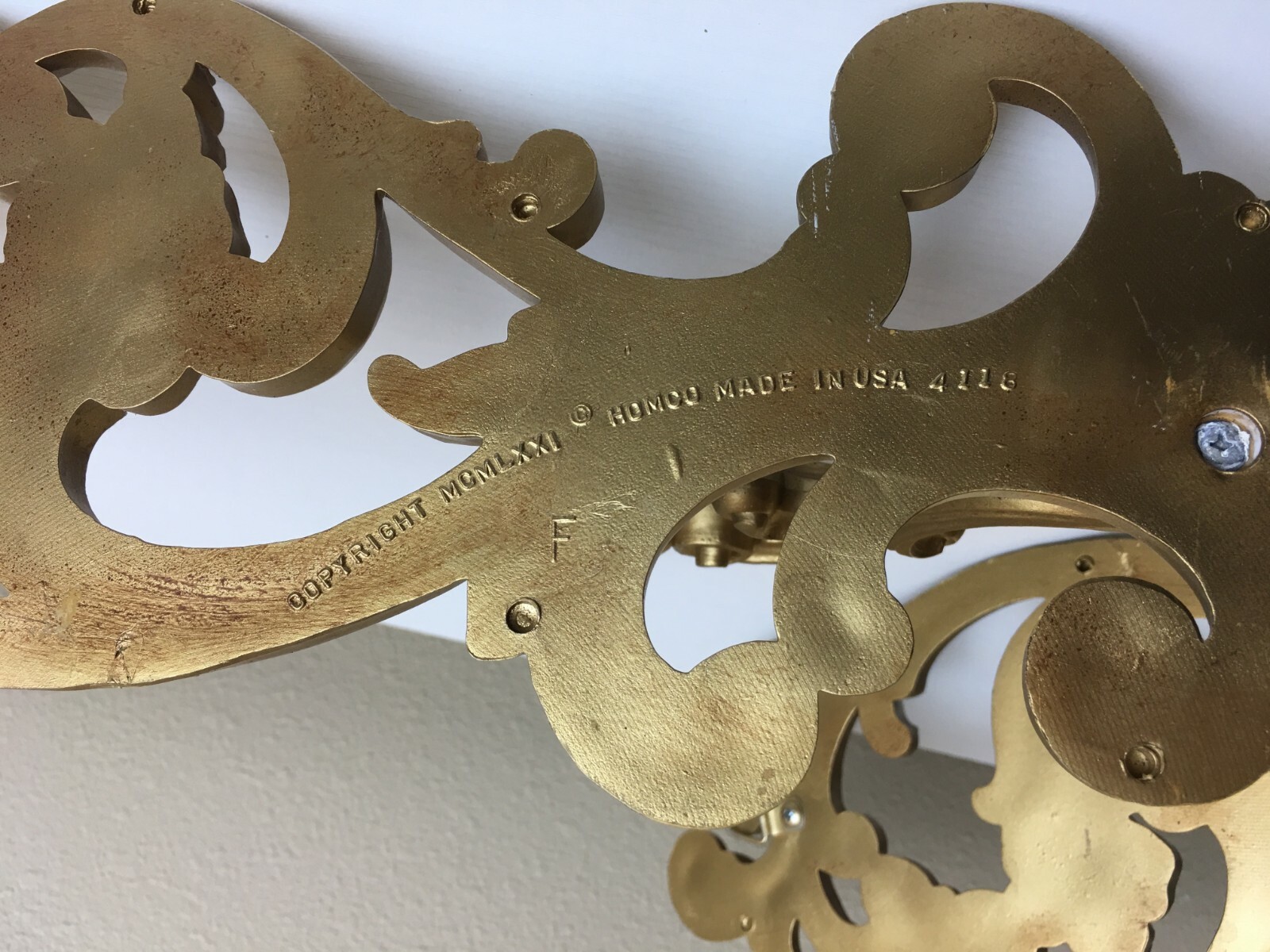 Vintage 1971 Floral Scroll Filigree Sconces Candle Holder Wall Hanging MCM HOMCO