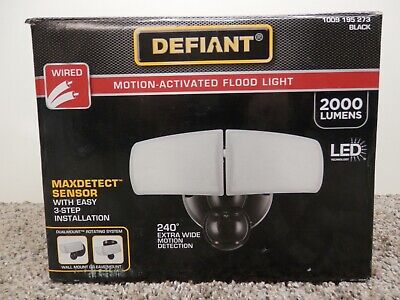 Defiant MaxDetect 240-Degree Black Motion Activated Wired Security Flood Light