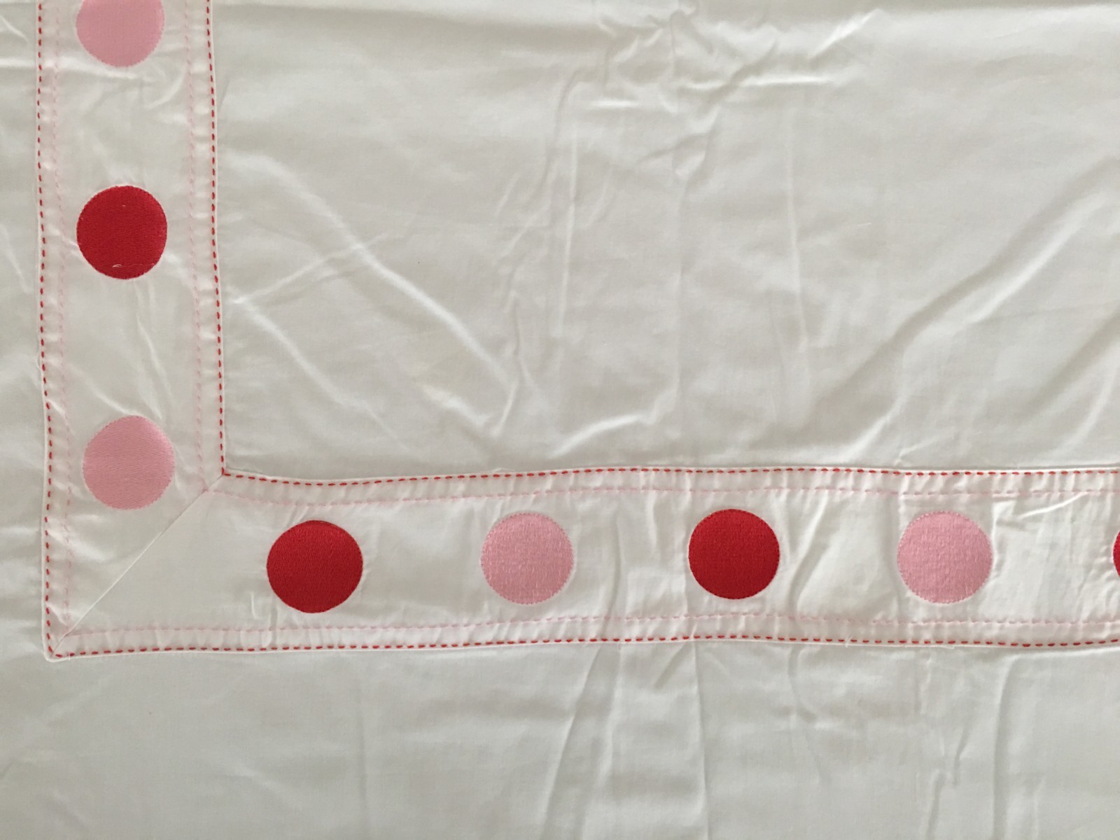 Pottery Barn Kids White Polka Dot Cotton Lined Duvet Cover Red Pink Dots