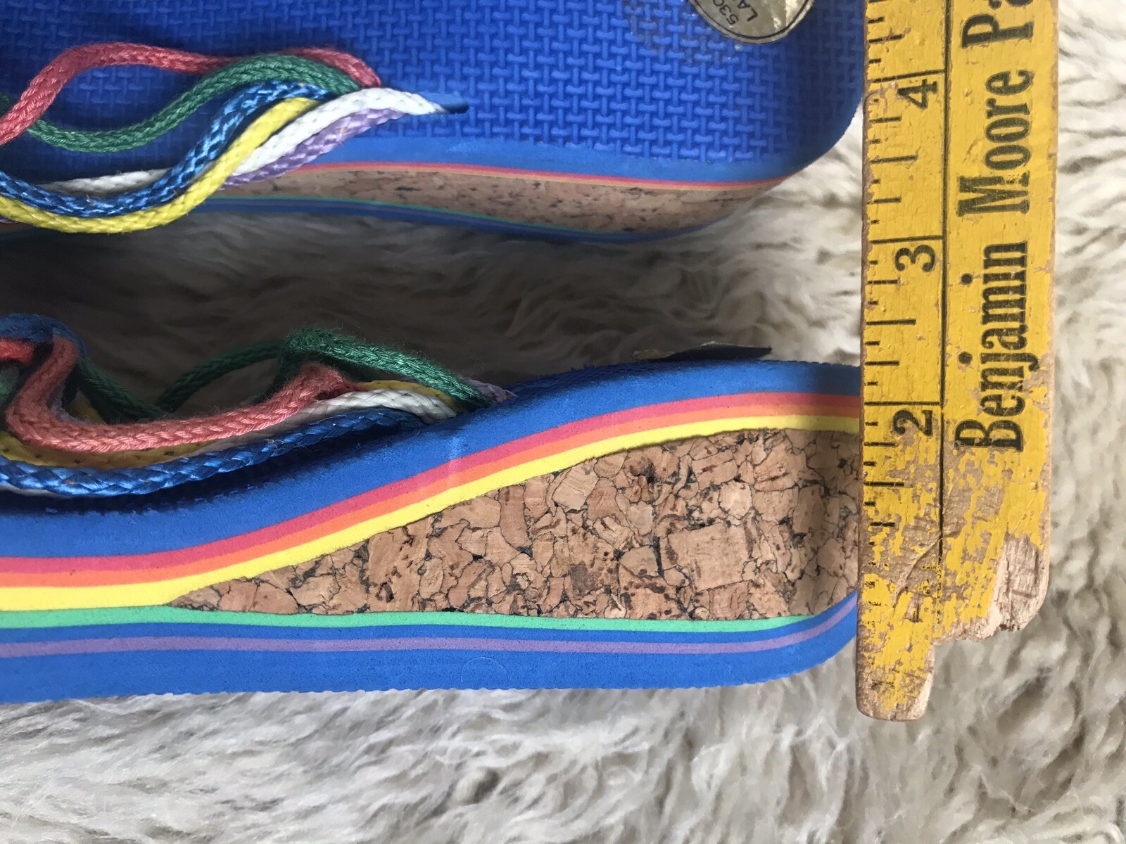 70's/80's Vintage Deadstock Rainbow Cork Flip Flops Sandals 9 B