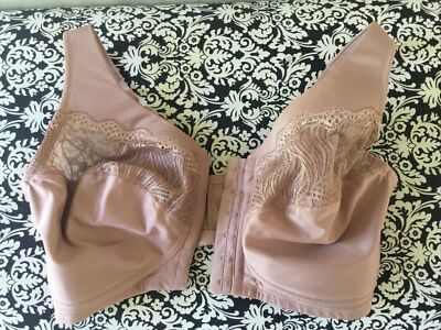 Glamorise 1210 Full Coverage Front Closure Bra 38F Cafe Au Lait Wireless Beige