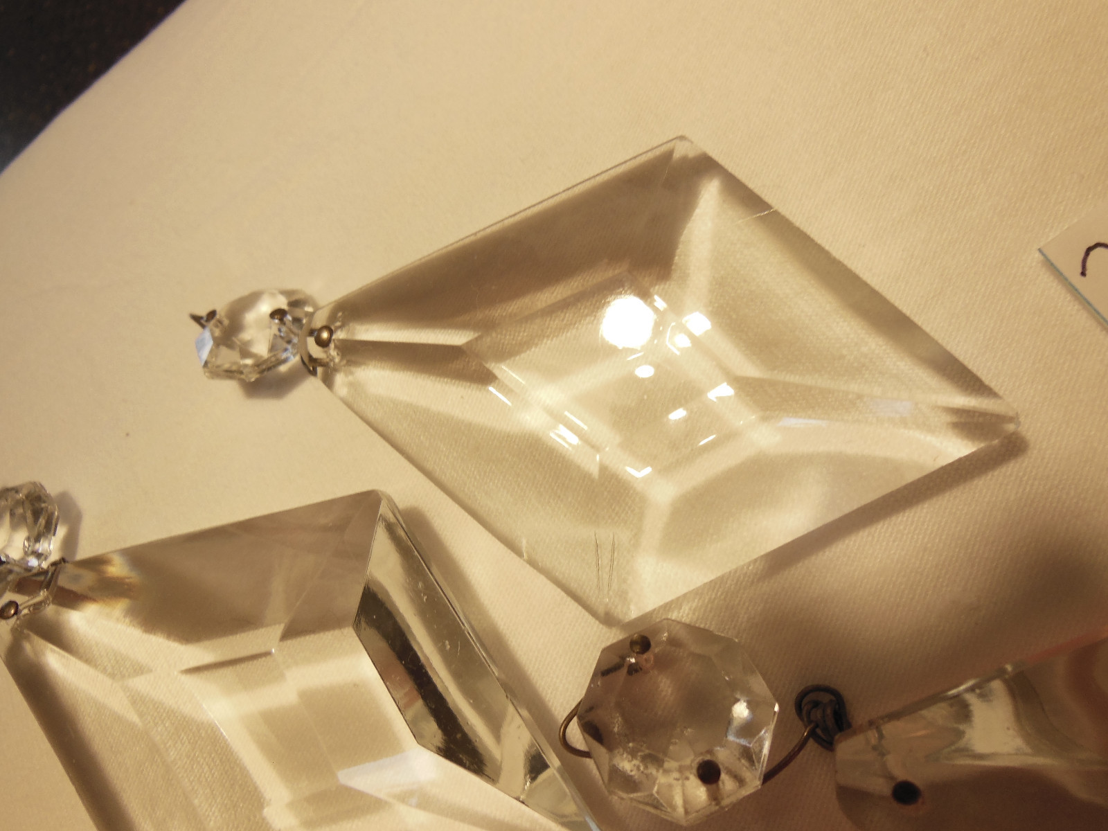 4 VTG FACETED CHANDELIER CRYSTAL DIAMOND SHAPE PRISMS OCTAGON BEADS 3