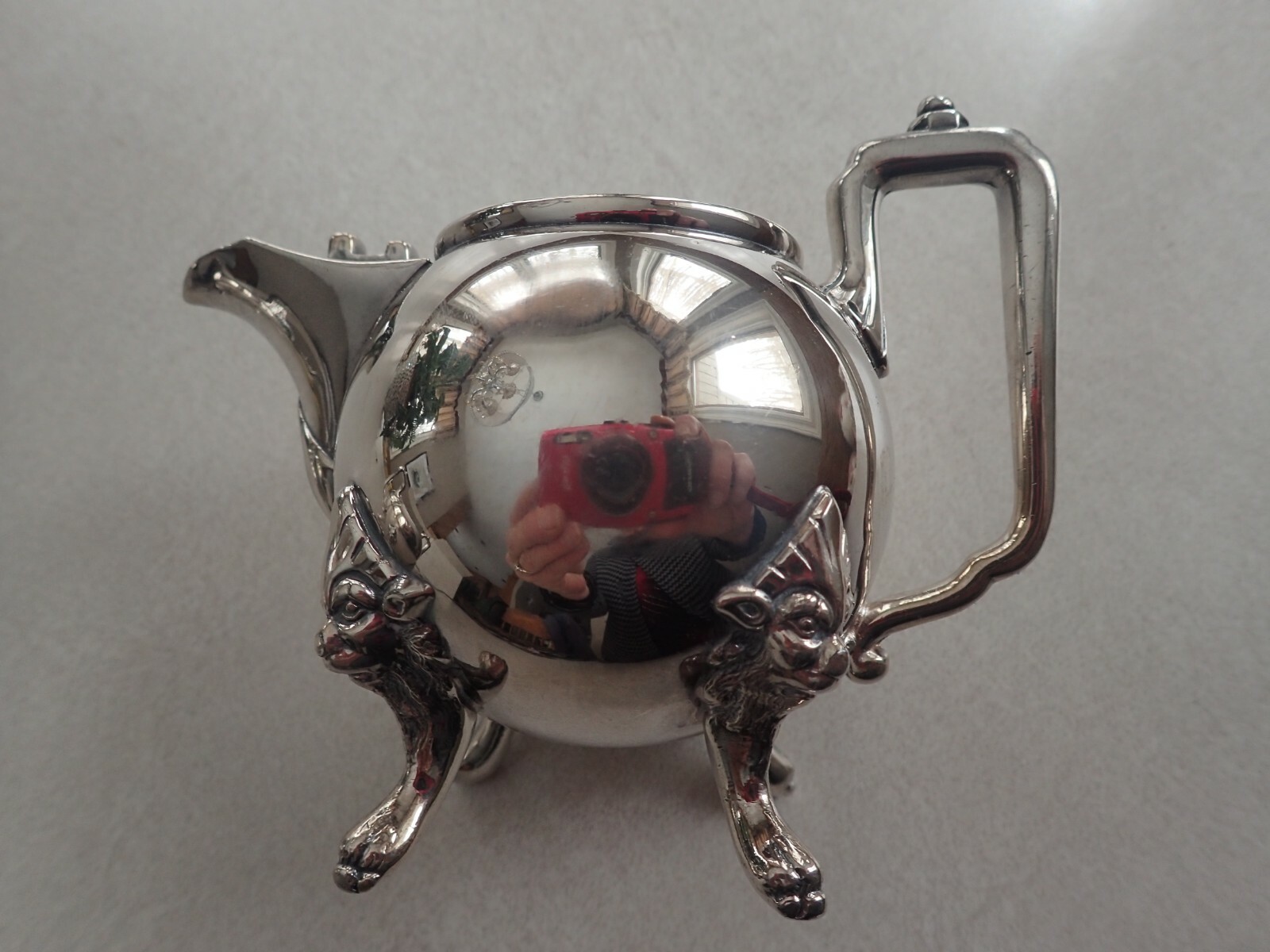 Reed & Barton Lion Face Claw Feet Silver Plate Cream & Sugar Pattern #2220