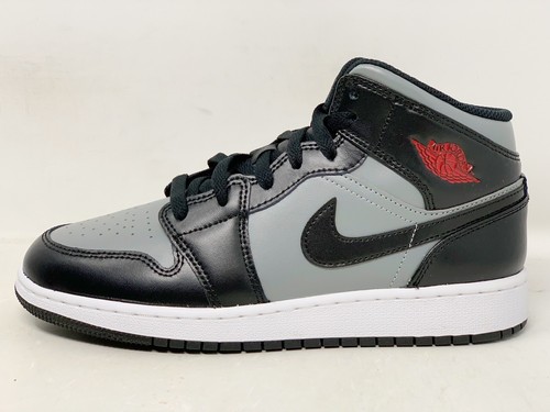 Air Jordan 1 Mid 'Shadow Red' Black Sneakers, Size 6.5Y / 8W
