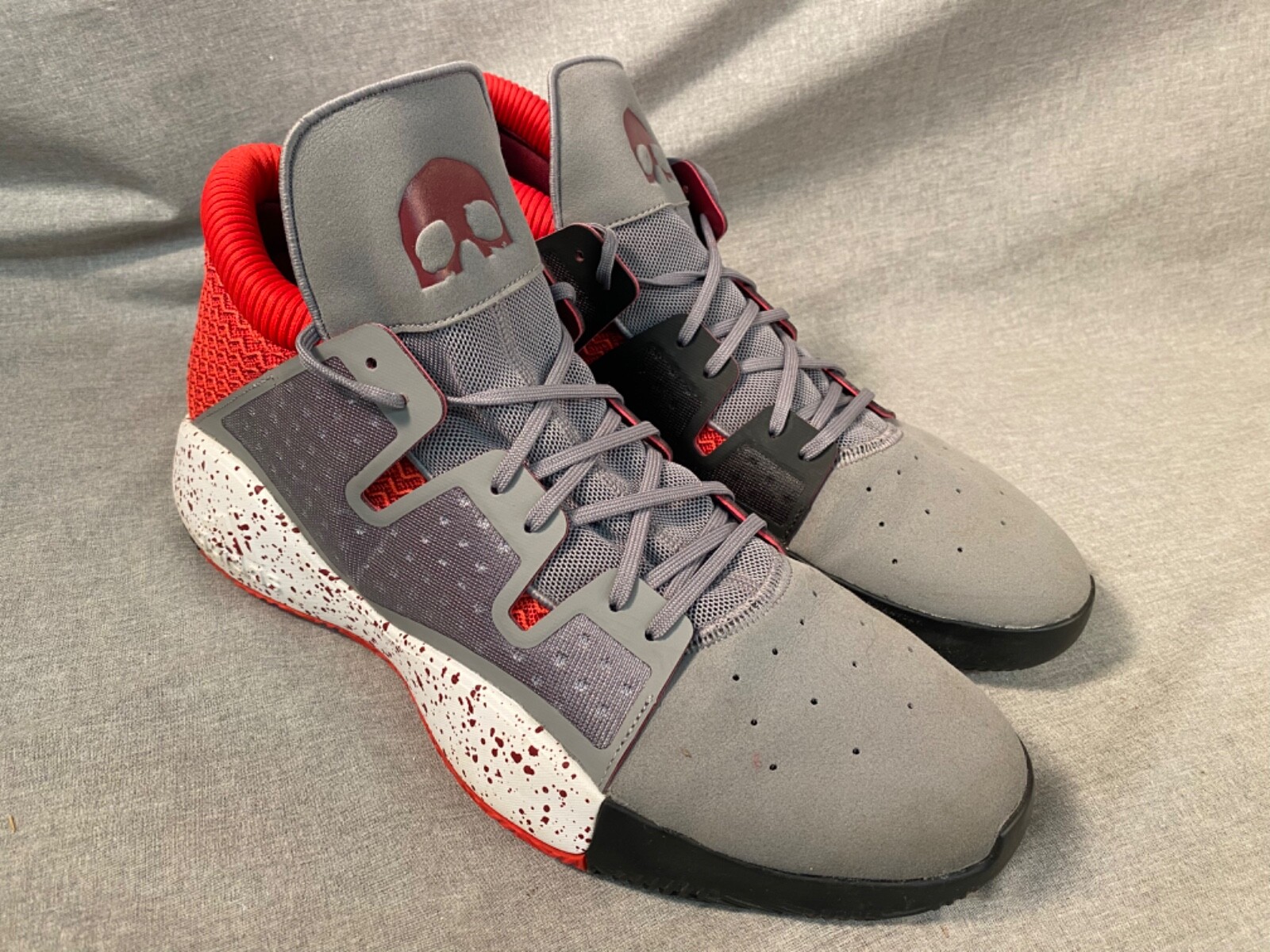 Adidas Pro Vision Men's Basketball Shoes Grey Burgundy Skull