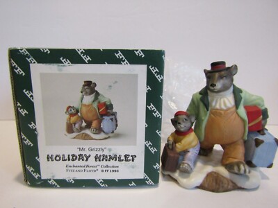 FITZ AND FLOYD Holiday Hamlet Enchanted Forest 1993 MR. GRIZZLY ELF 19/750