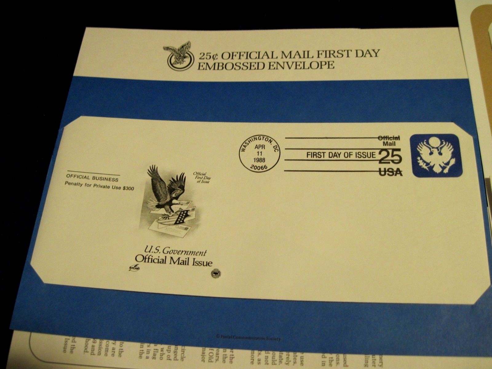 U.S. Official mail + FDC 1985 - 1988 (11)
