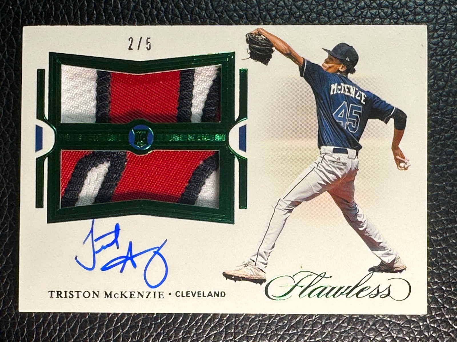 2021 Panini Flawless Emerald RPA Triston McKenzie 2/5 Auto Patch RC Rookie
