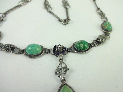 Vintage Sterling Silver Art Deco GERMANY Flower Lariat Necklace 17