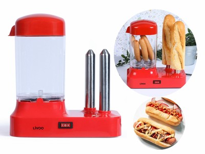 LUXUS HOTDOG MAKER HOT DOG MASCHINE WÜRSTCHENWÄRMER 6 WÜRSTCHEN ROT 68253647
