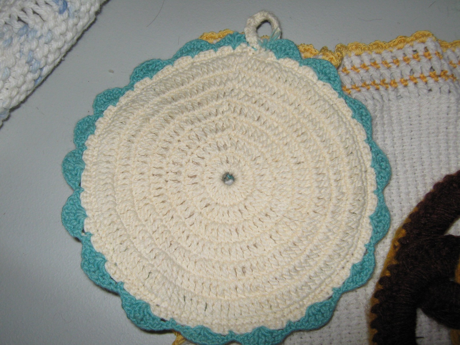 Lot of 6 Vintage Crocheted Pot Holders / Hot Pads / Dishcloth