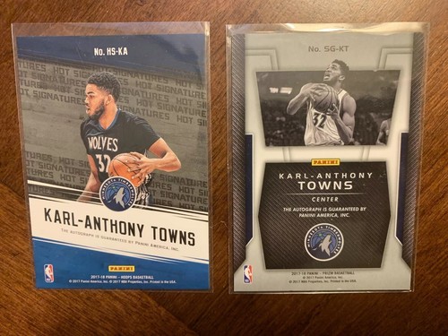 Karl Anthony Towns Autograph Lot (2), Low Numbered, Great Value - Timberwolves