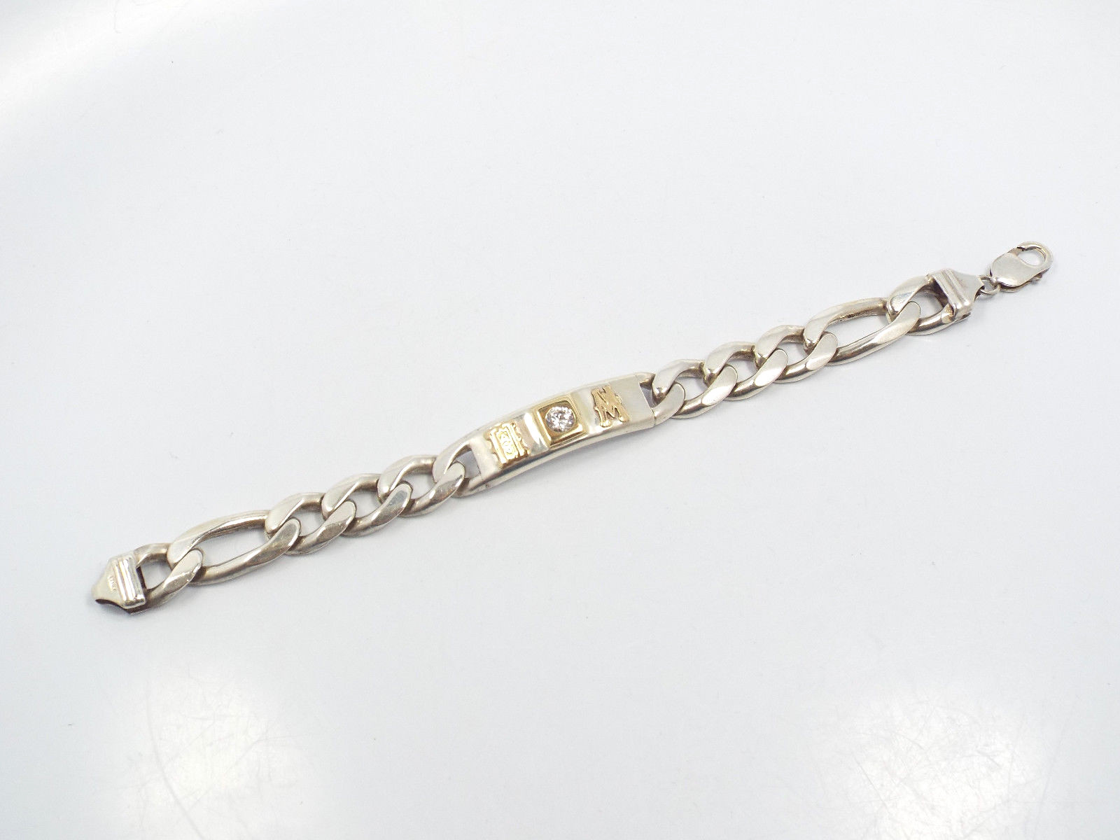 ἱὂCフランス語　しかけ「 バルタザール」ὗDῼ Vtg Heavy Sterling Silver Goldwash Initials & Large CZ ID