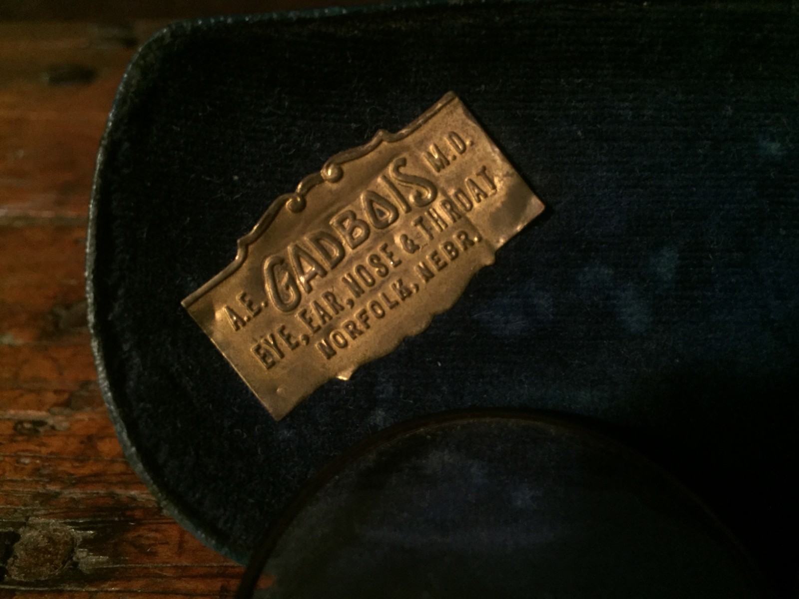 Antique Vintage Eyeglasses with case Norfolk Nebr. Advertising