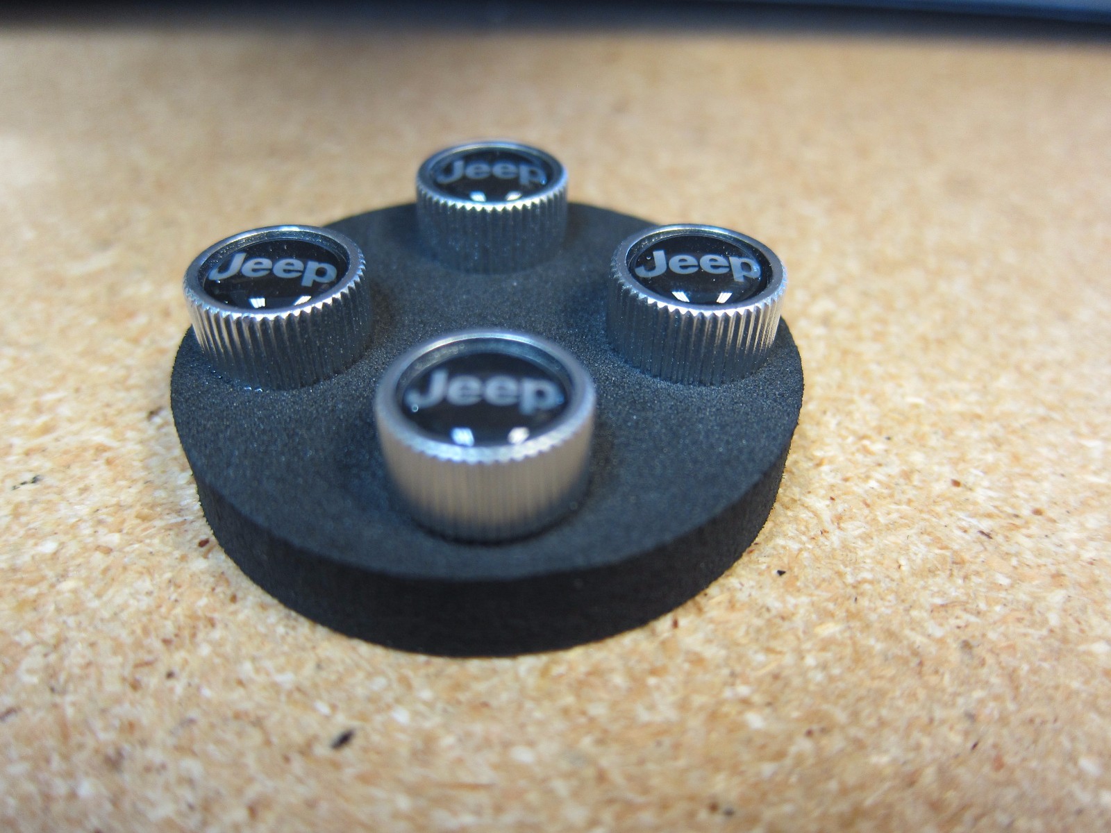 Mopar Jeep Silver and Black Tire Valve Stem Cap Covers With JEEP Logo