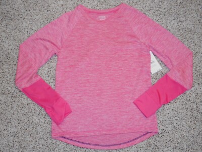 Girls Shirts Finger Holes Pink Top Long Sleeves Danskin Large 10/12