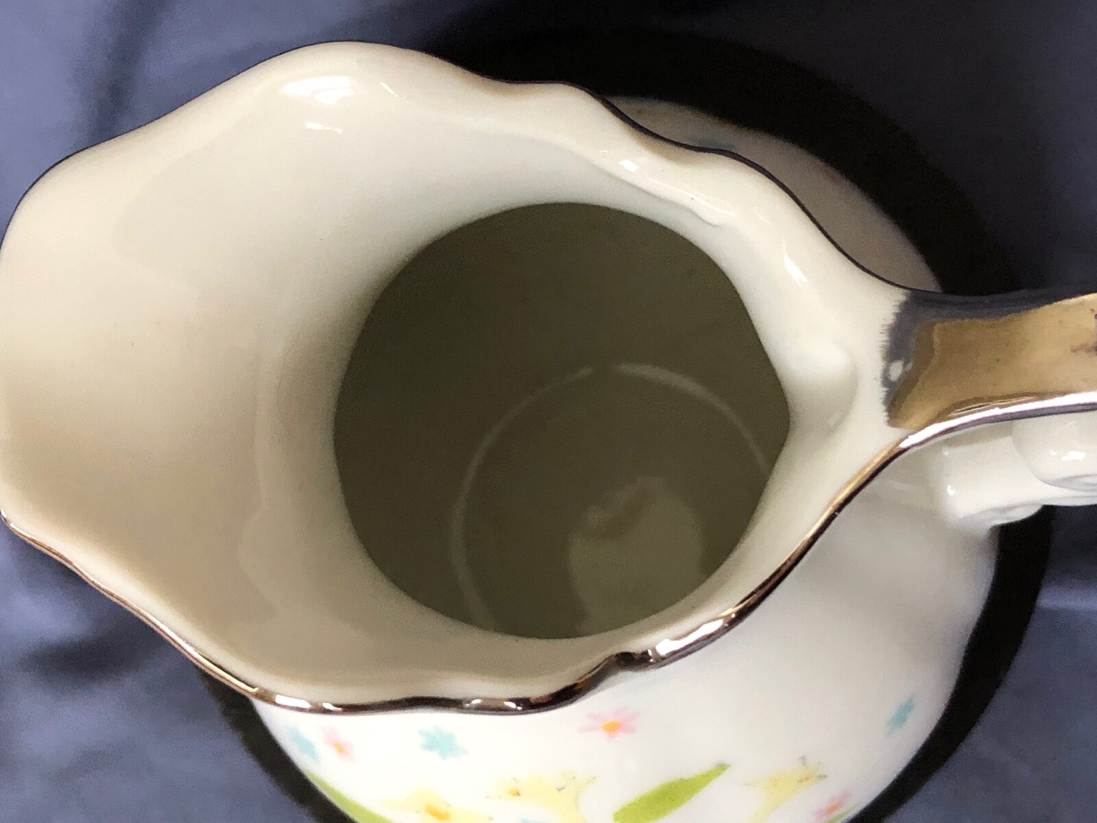 Miniature 25th Silver Wedding Anniversary Pitcher with colorful flowers  4