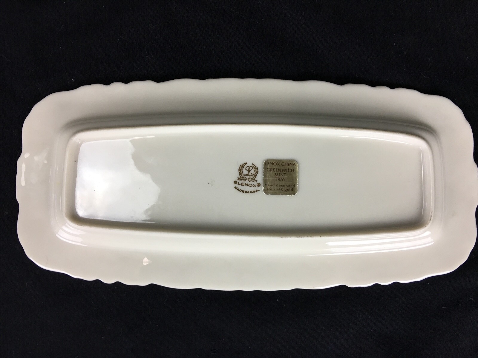 Lenox Butter Condiment Dish Greenwich Mint Tray w 24K Gold Trim Floral Borders