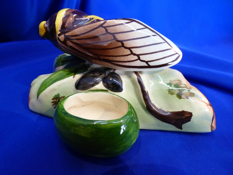 Cigale En Faience Emaillee. Poivre Et Sel. (Lou Souleu. Mi FaÃ Canta). Ref 5531