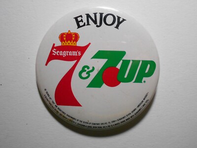 3'' Enjoy Seagrams 7 & 7-Up cello pinback button