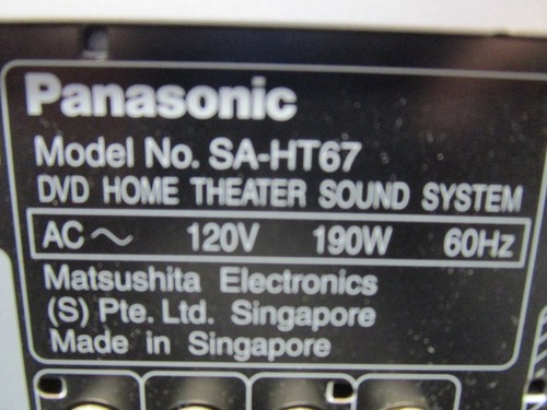 Panasonic SA-HT67 DVD Home Theater Sound System 5 DVD/ Video CD/ CD Changer