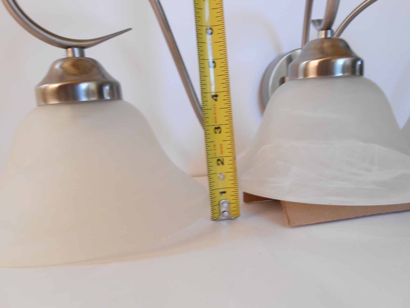 Brushed Nickel Vanity Light Fixture Marble Cream Color Light Sconce Wall Mount