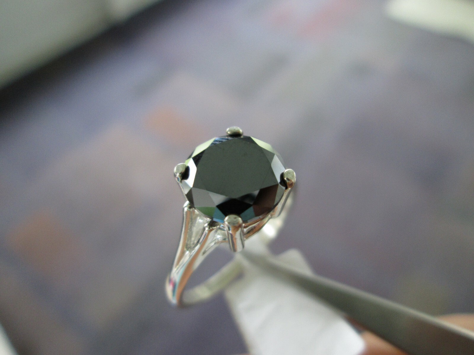 Pre-owned Real Black Diamonds Inc 2.50ct Natural Black Diamond Ring,certificate,free Dia Tester Sizes 5,6,7,8,9,10