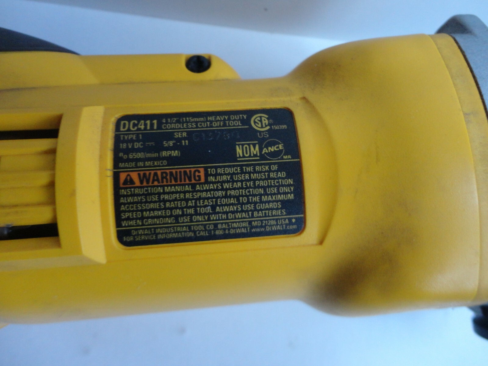 DeWALT DC411 18V Volt 4 1/2