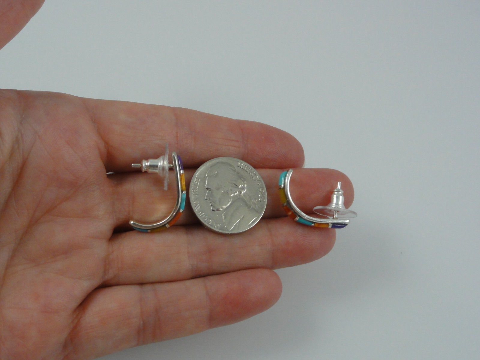 Sterling Silver Multi Color Inlay 3/4