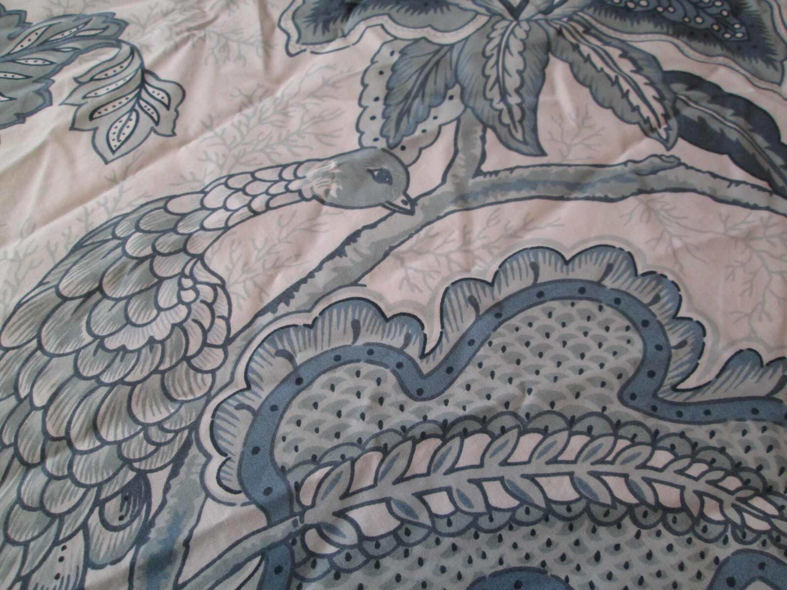 POTTERY BARN Paisley Full/Queen Duvet Cover Blue Teal White W Large Bird