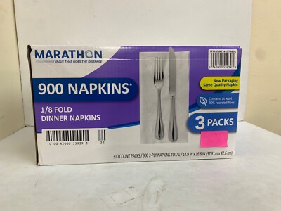 Marathon Dinner Napkin, 1/8 Fold, 2-Ply, 300-count Tissue Paper Towels new