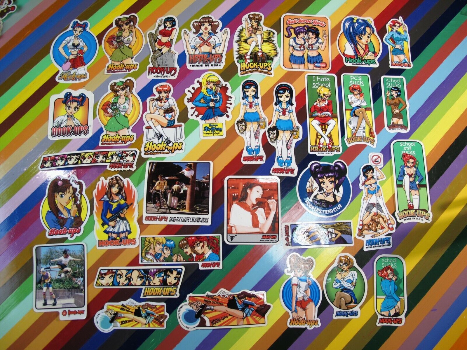 vtg 1990s 2000s Hook-Ups skateboards sticker - Schoolgirls vtg 1990s 2000s Hook-Ups skateboards sticker - Schoolgirls