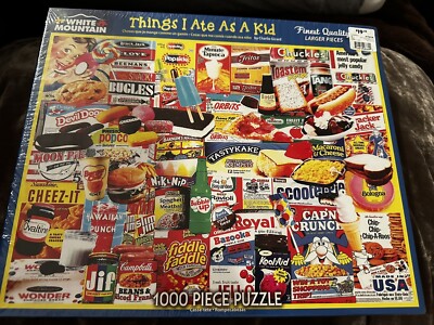 1000 Piece White Mountain ''Things I Ate as a Kid'' Jigsaw Puzzle #1110T Brand New