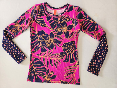 NEW Maaji Hibiscus Pink Long Sleeve Rashguard Swim Shirt Size 14 Girls MSRP $110