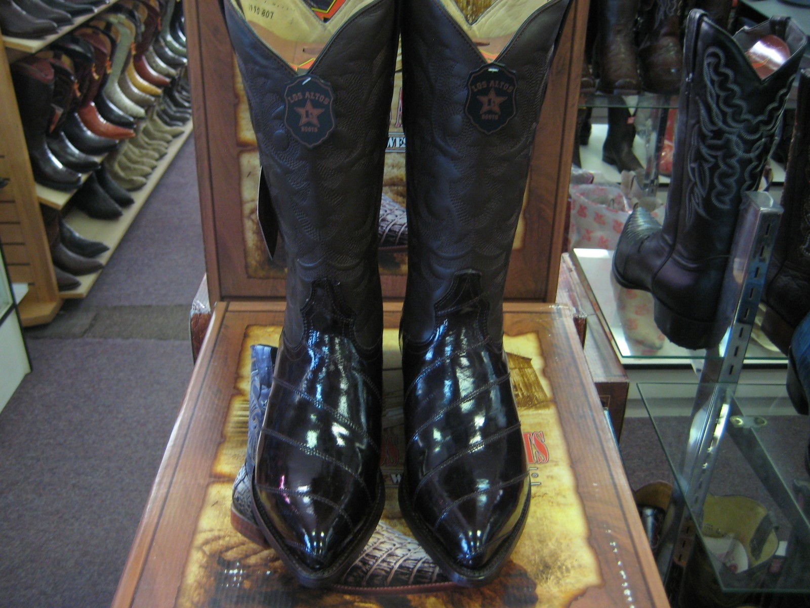 Pre-owned Los Altos Boots Los Altos Men Brown Genuine Eel Western Cowboy Boot J-toe (ee+) 990807