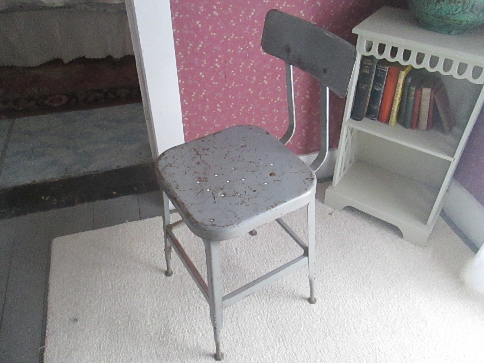 Lyon Mid Century Metal Industrial Chair Stool Steampunk Drafting Adjustable