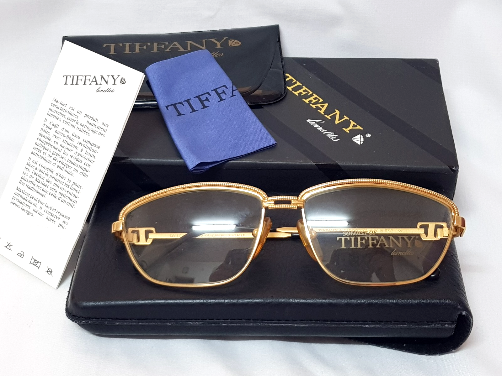 VTG SOLOIST OF TIFFANY LUNETTES T3/17 C4 GLASSES 23K GOLD PLATED