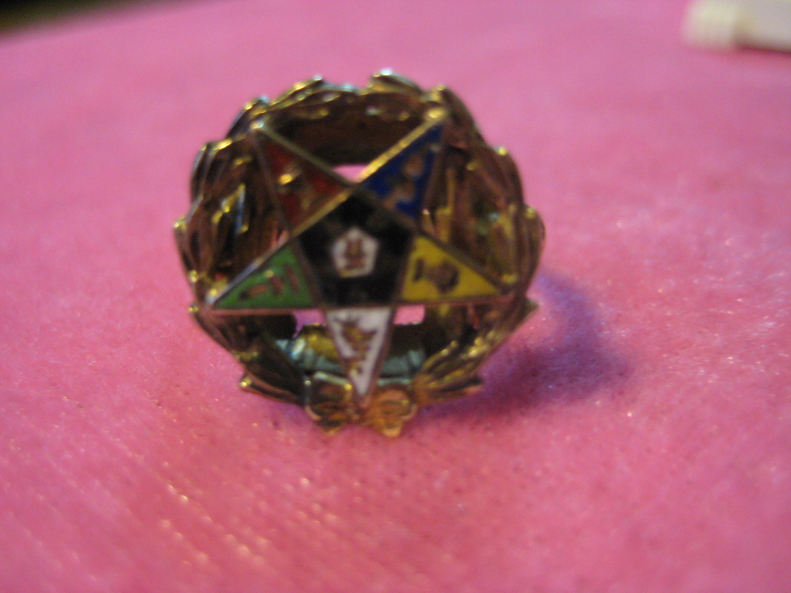 Ladies Woman's EASTERN STAR RING Free Mason Masonic 10 K Gold Enamel Size 3 1/2