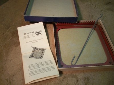 Old Novel Knit Weaving Loom in Box with Instructions & Hook