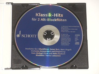 Klassik-Hits für 2 Alt-Blockflöten - CD zum Notenheft - SCHOTT 2002