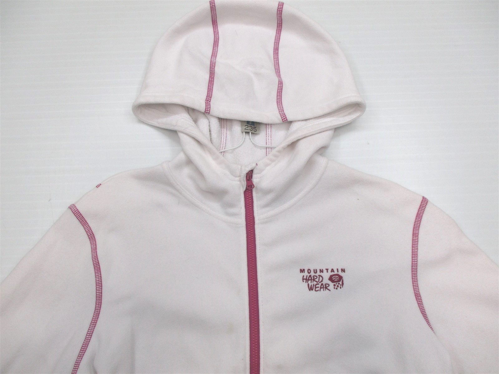 MOUNTAIN HARDWEAR #K7235 Youth Girls Size L White Fleece Hooded Zip Up Jacket