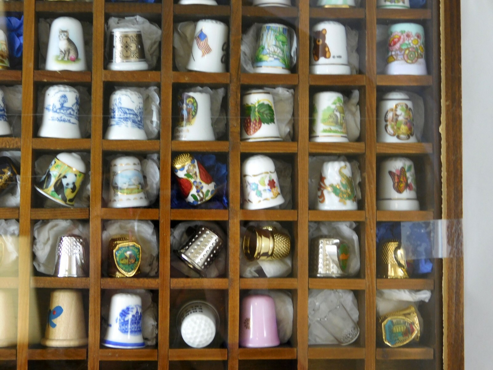 Mix Lot of 79 Thimbles Porcelain Pewter Souvenir w Binder Collectors Club Cards