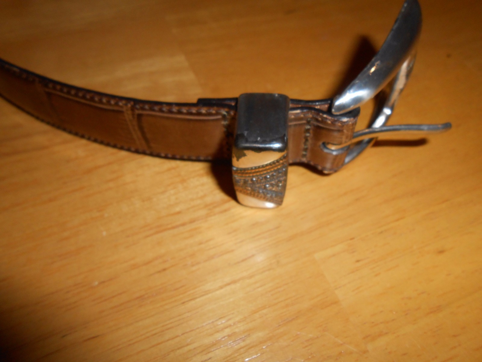 Croco Embossed Brown Full Grain Leather Women's Belt Free Shipping!