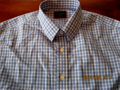 NWOT UNTUCKit Shirt  Adult SZ SM  Blue White Plaid Wrinkle Free Button Up Casual